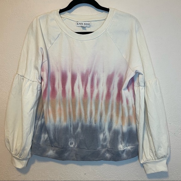 Knox Rose Tie Dye lightweight pullover bishop sleeves Sweatshirt.  Size M  NWOT - Picture 1 of 6